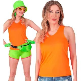 W WIDMANN Milano Party Fashion - Tank Top Damen | Neon Oberteil für 80er Jahre Mottoparty, Karneval, Festival, Disco und auffällige Retro-Outfits