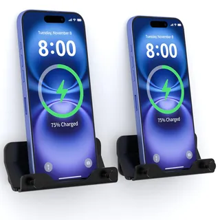 HomeMount Handy Wandhalterung, Selbstklebender Halter, Weiß, 1 STK | Mit Seitenhaken & Kabelaufbewahrung für Schlafzimmer/ Wohnzimmer/ Küche, mit Ladeanschlüssen, Kompatibel Mit Mini-iPads