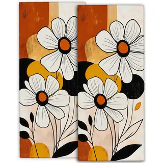 amepay Retro-Handtücher mit Blumenmuster, 36,8 x 71,1 cm, weiches Mikrofaser-Polyester, Vintage-Blumenhandtuch-Set mit kräftigem geometrischem Muster, für künstlerisches Badezimmer, Küche, Spa, Hotel,