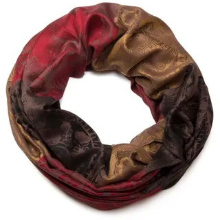 Stylebreaker Damen Loop Schal Hibiskus Paisley Viskose 90x72cm | Schlauchschal. Blüten Muster. weiche Haptik. 100% Naturfaser. Rundschal. 2-3 mal wickelbar. warmes Material. - Einheitsgröße