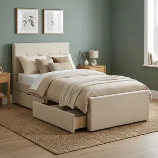 Homestyle4u Polsterbett 90 x 200 cm Beige