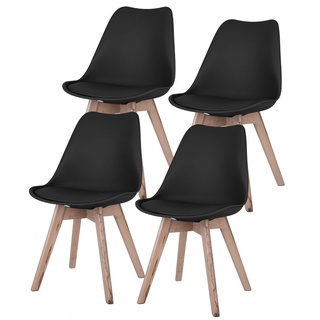 Esszimmerstühle Eiche schwarz Schalenstühle 4er Set Küchenstühle Holz, Kunststoff, PP Sitzpolster, PU Leder, BxTxH 48x42x82 cm, 4er Set