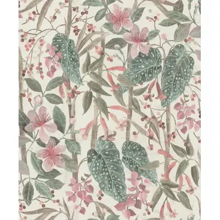 Rasch Textil Vliestapete Curiosity 10,05 m x 0,53 m 538212 Weiß/Rosa/Grün