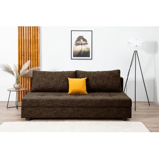 Collection AB Schlafsofa COLLECTION AB "Daria, B: 194 cm, Liegel. 147x194 cm", braun (dunkelbraun), B:194cm H:41cm T:90cm, 100%Polyester, Sofas, Schlafsofa, Bettfunktion, Bettkasten & 1 Zierkissen, Federkern