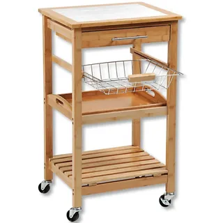 KESPER Servierwagen, Bambus, Keramik 48x81x38 cm Braun Weiß