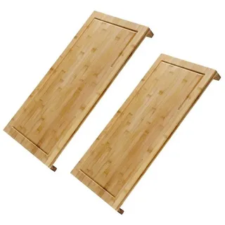 KESPER | 2 Stück Schneide- und Abdeckplatte | Bambusholz | 54 x 28 x 4 cm | große und robuste Herdabdeckung mit Saftrinne | ideal auch als Schneidunterlage oder Servierbrett