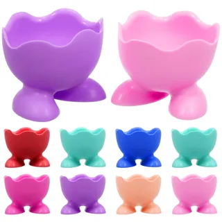 GANAZONO Eierbecher Kinder Lustig aus Silikon 10 Stück Eierhalter für Gekochte Eier Antihaftbeschichtet und Mikrowellengeeignet für Küche Zufällige Farbe