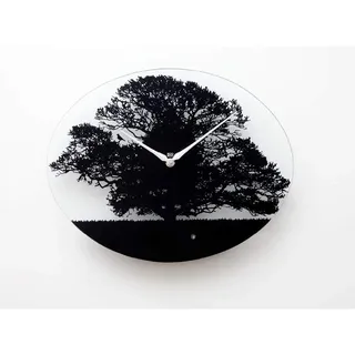 KOOKOO Tree RC Funkquarzwerk, Moderne ovale Singvogeluhr aus Glas, mit 12 heimischen Vogelstimmen oder dem Kuckuck