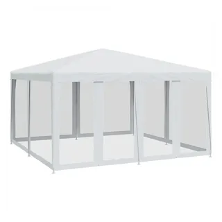 vidaXL Partyzelt mit 8 Mesh-Seitenteilen Weiß 4x4 m HDPE