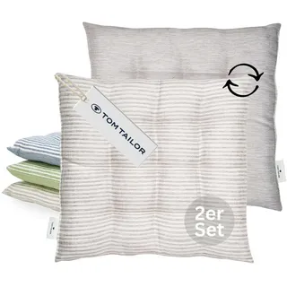 Tom Tailor FRESHSTRIPE2ER Stuhlkissen 40 x 40 cm Hellgrau