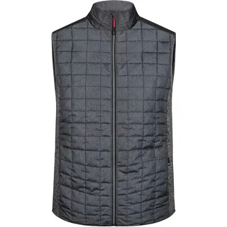 James & Nicholson Hybrid Strickfleece Gilet Grey Melange/Anthracite Melange XXL