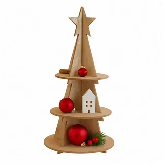 Koopman Etagere Servierständer Dekoständer Etagenständer Tannenbaum 60cm, Holz, (Stück, 1-tlg., Packung), 3 Etagen, Holz, 60x26cm, Stecksystem, Weihnachten braun