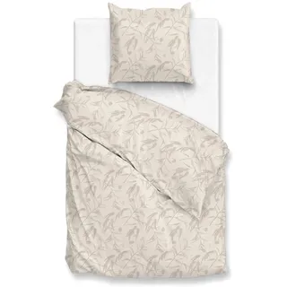 Zo Home Fiori-di-Satinado Mako-Satin Beige/Weiß 135 x 200 cm + 80 x 80 cm