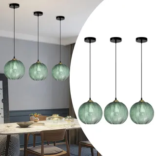 pendelleuchte,hängeleuchten & pendelleuchten Mit grünem Glas Lampenschirm lampe hängend im Wohnzimmer esstisch rund pendant light Kronleuchter grünes Glas für Frühstücksbar Ecke Küche Insel ( 3Pcs)