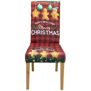 BTTO Stuhlhusse Stuhlhusse Stretch,Weihnachten Hussen für Stühle, Weihnachten Stuhl Abdeckung