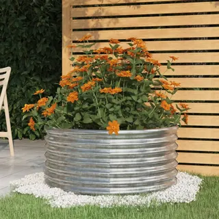Yolola Hochbeet Metall Großes Hochbeet aus Metall Hochbeete für Garten Metall Rund Hochbeet Gartenbeet Pflanzbeet für Garten Pflanzen Gartenkräuter Outdoor - 80 x 36 cm Silber