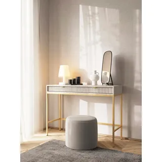 Compleo Konsolentisch mit 2 Schubladen NANCY, Gold/schwarz griffe, Fronten gefräst beige