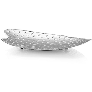 Homemania Marien-Stück – Obstschale, Obstständer – Küche – Silber aus Metall, 43 x 27 x 5 cm