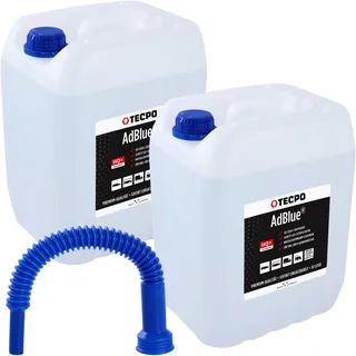 TECPO AdBlue ® Harnstofflösung SCR Abgasreinigung Ad Blue mit Trichter Kanister Ausgießer Diesel TDI inkl. Füllschlauch für Auto, LKW, PKW (20 Liter)