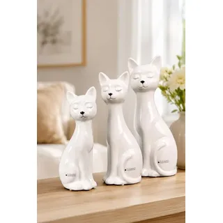 TIZIANO - DESIGN & EMOTIONS Dekofigur Deko Katze Felix creme-weiß 33 cm