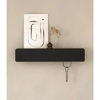 Kazai. Schlüsselbrett 'Kian' | Minimalistisches Schlüsselhaken-Design aus Berlin | Moderner Schlüsselhalter mit Ablage aus Metall | Schlüsselregal als Flur Möbel für die Wand | Schwarz