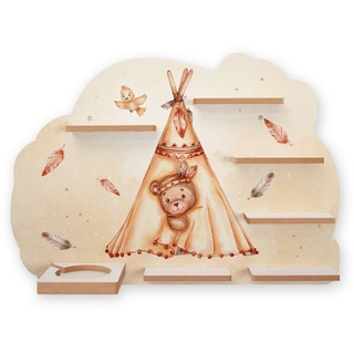 Kreative Feder Wandregal MUSIKBOX-REGAL Teddy im Zelt, für TONIE-BOX und TONIES inkl. 40 Metallplättchen beige|braun