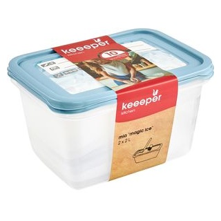 Keeeper Vorratsdose mia magic ice, Kunststoff, 2 Liter, transparent, eckig, Set, 2 Stück