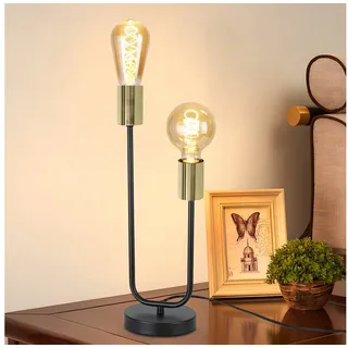 Nettlife Tischleuchte Vintage Schwarz E27 mit Kabel Metall Industrial Tischlampe, mit Kippschalter, LED wechselbar, für Wohnzimmer Schlafzimmer kinderzimmer Bedside schwarz