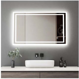 WDWRITTI Spiegel mit beleuchtung Led Badspiegel Touch 50 x 70 80x60 cm mit Wandschalter (Badezimmerspiegel, 100x60, 60x40cm, Speicherfunktion, Helligkeit dimmbar), 3000/4000/6500K