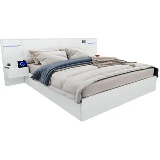 Flieks Doppelbett, Weiß, Holzwerkstoff, 160x200 cm, Schlafzimmer, Betten