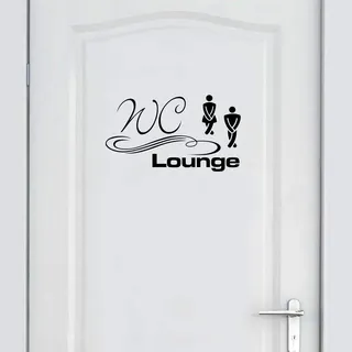 INDIGOS UG - Wandtattoo Wohnzimmer - Wandaufkleber WC Lounge Türaufkleber50cm x 28cm schwarz - Aufkleber Kinderzimmer Schlafzimmer Küche Badezimmer Büro Dekoration