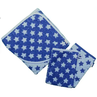 Sterntaler 7101692 Kapuzenbadetuch Sterne 80x80cm + 2 Waschhandschuhe