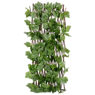 UNUS GARDEN Rankgitter Sichtschutz aus Weide mit Blättern verschiedene Farben, 200 cm × Höhe ca. 100 cm, Rankgitter, Sichtschutz für Balkon, Terrasse und Garten grün