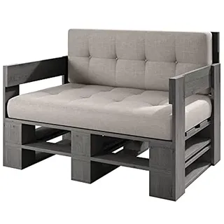 sunnypillow Palettenmöbel Europaletten, Grau Sofa 120x80cm | Indoor & Outdoor, Lounge gartenmöbel Holz gartenmöbel Set, Lounge möbel Terrasse Balkon loft Stil Paletten Palette