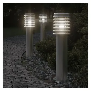 vidaXL Wegeleuchte Edelstahl 60 cm inkl. Steckdose silber