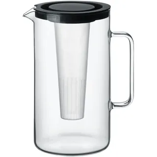 Novel Glaskrug, Klar, Schwarz, Glas, 2500 ml, 25.2 cm, Lfgb, Ausgießer, Siebeinsatz, Eiseinsatz, Kaffee & Tee, Kannen, Karaffen