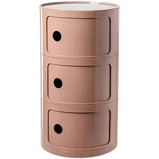Runder Nachttisch,Sofa-Beistelltisch mit Schubladen und Schiebetür,Kleiner Aufbewahrungseinheit,Tragbarer Regal-Organizer moderner Kommode,für Schlafzimmer,Wohnzim(Size:3 layer,Color:Dreckiges Rosa)
