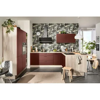 Xora Eckküche XO 15, Rot, Holzwerkstoff, 1 Schublade(n) Schubladen, U-Form, nur wie online abgebildet bestellbar, 280x192 cm, Made in Germany, seitenverkehrt erhältlich, vormontierter Korpus, Küchen, Eckküchen, Eckküchen ohne Geräte