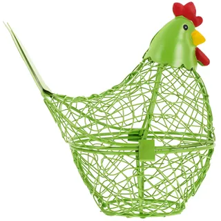 HOLIDYOYO Hühnerei-Korb Hühnerei-Sammelkorb Hühnerei-Aufbewahrung Drahtkorb Bauernhof-Stil Küche Eier-Sammelkorb Gemüse Obst Behälter Osterdekoration Grün