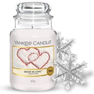 Yankee Candle Duftkerze im Glas (groß) – Snow In Love – Kerze mit langer Brenndauer bis zu 150 Stunden