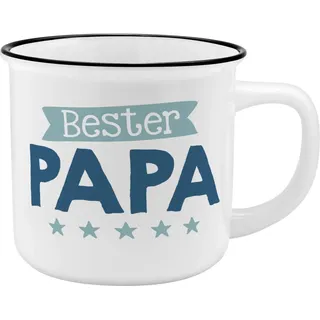 GRUSS & CO Becher Motiv "Papa" | New Bone China Porzellan, Emaille-Optik, 35 cl | Geschenk Papa, Vatertag | 45765