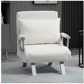 HOMCOM Sessel Schlafsofa mit Armlehne 3-in-1 Schlafsessel (Klappbett, 1-St., Klappmatratze), Kunstwildleder Creme, 65 x 69 x 80 cm weiß