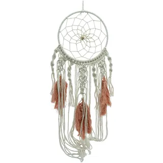 HEITMANN DECO Traumfänger aus Makramee, beige/orange, ca. 20 x 65 cm – Dekorativer Boho-Chic Wandschmuck mit Federn