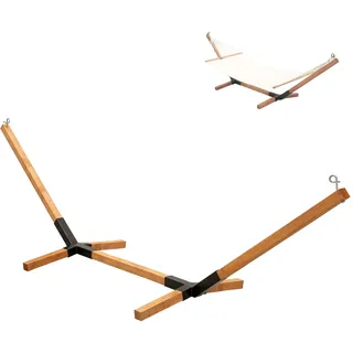MOE UHANE® Holz Hängemattengestell für Garten und Zuhause, schneller Aufbau ohne Schrauben und Werkzeug, Naturholz und Metallverbindungen, kompakt, 100% ECO, Hergestellt in der EU