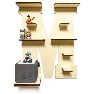 DRYSSON DIY Regal Buchstabe A-Z für die Musikbox passend für Kinder Baby Zimmer zum selbst bemalen mit Wunschname tolles individuelles Geschenk zum Geburtstag zu Ostern Weihnachten (Buchstabe: M)