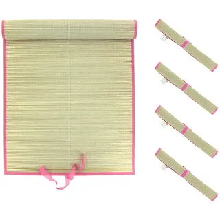 Mojawo 4er Set XL Stranddecke Strandmatte Bastmatte Strohmatte Picknickdecke Matte Decke Strand Liegedecke pink L180xB60cm