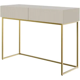 Selsey Schminktisch Makeup Tisch Frisiertisch Kosmetiktisch 110 cm Mit 2 Schubla - Gold