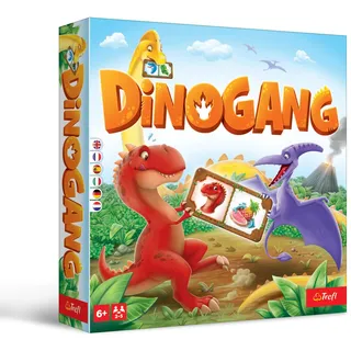 Trefl Dinogang - Verrücktes Brettspiel Für die Ganze Familie, Dinosaurier, Sammeln Sie Jetons, Prähistorische Zeiten, Gesellschaftsspiel für Erwachsene und Kinder ab 6 Jahren