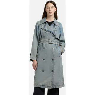 khujo Trenchcoat "Enza", Damen, Gr. XL (42), blau, Denim/Jeans, Obermaterial: 100% Baumwolle, gerade knieumspielend, mit Knöpfen,verstellbar abgesteppte Kante mit Knöpfen,verstellbar, Mäntel, Damen Übergangsmantel in Jeans-Optik