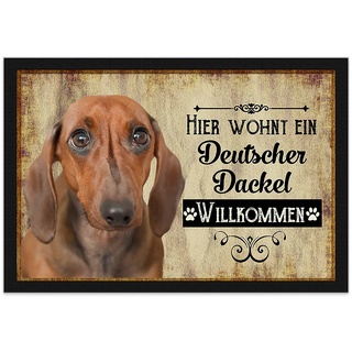 PR Print Royal Fußmatte Haustiere mit Hundebild Deutscher Dackel - Geschenkidee für Hundefreunde und Hundebesitzer - Größe 60 x 40 cm